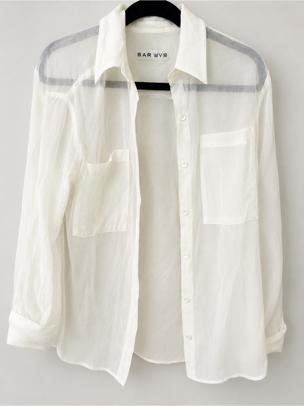 Bar III Sheer White Button-Down Shirt Jacket